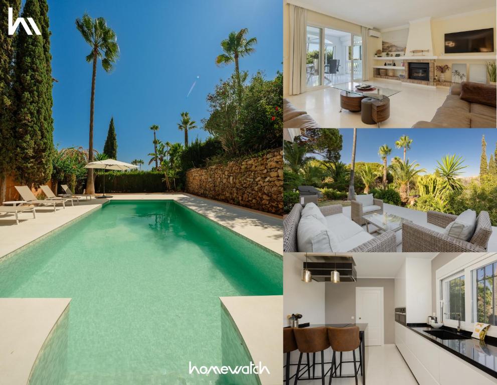 Villa in Elviria, a retreat among palm trees, with private heated pool and barbecue, Marbella