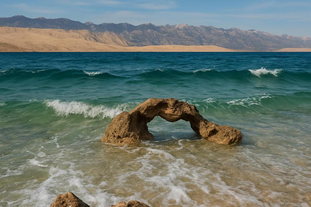 a rock in the middle of the ocean at Mila's pet friendly holiday house in Pag