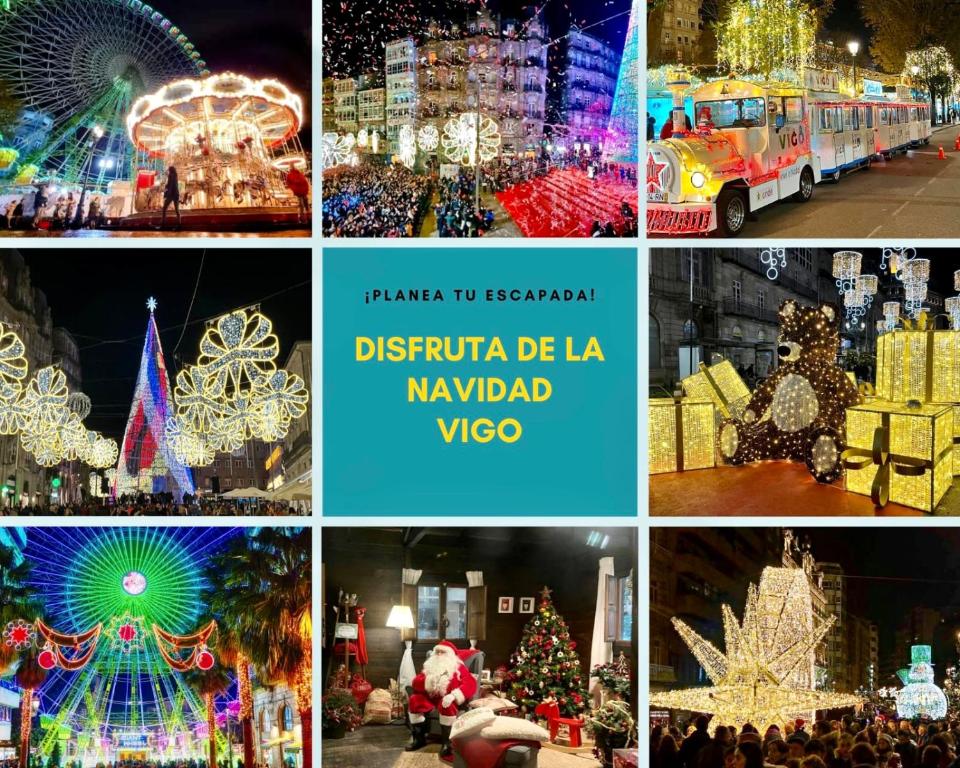 a collage of christmas decorations and attractions at Villa Playa Portomayor BUEU in Bueu