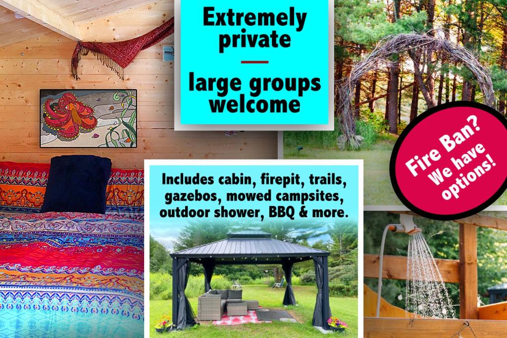 パースにあるGlamping at the Cabinのピクニックシェルターの写真を使った画像のコラージュ