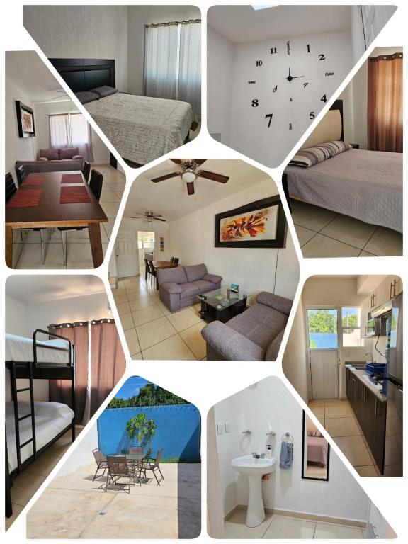 a collage of different pictures of a room at El hogar que deseas para vacacionar!!!! in Cancún