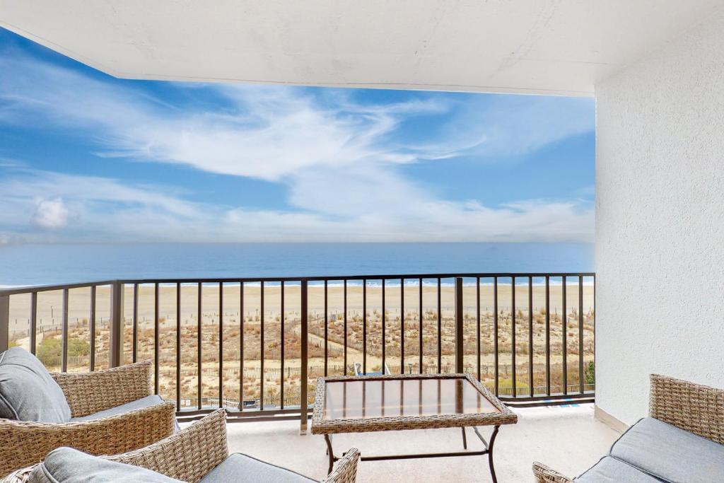 a balcony with a view of the ocean at Plaza 505 in Ocean City
