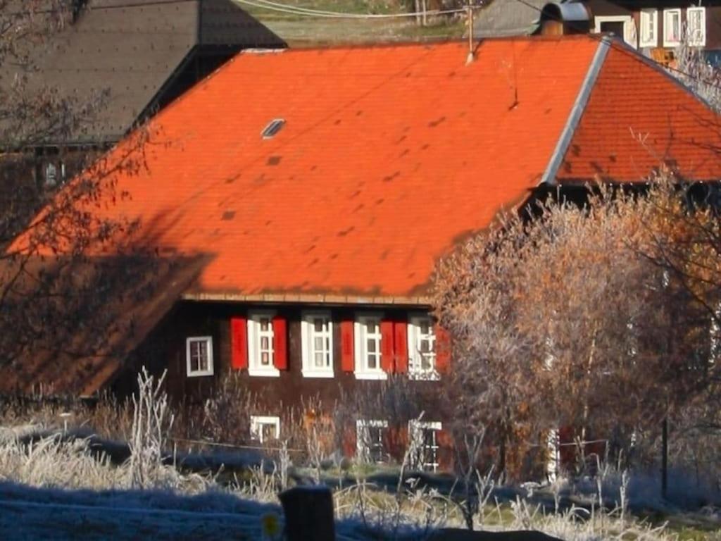 ein orangenes Dach auf dem Dach eines Hauses in der Unterkunft Black Forest farmhouse Bernau in Bernau im Schwarzwald