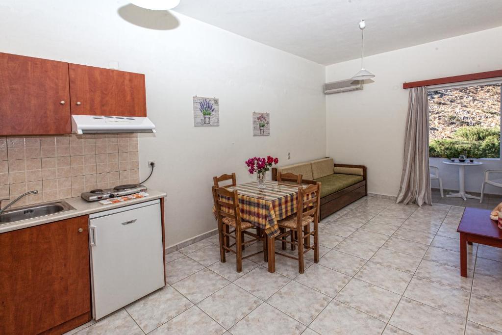 Kuchyň nebo kuchyňský kout v ubytování Ammoudi Hotel