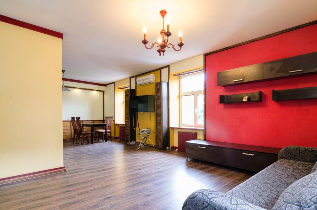 a living room filled with furniture and lights at LEOGRAND Apartments on Virmenska 2 in Lviv