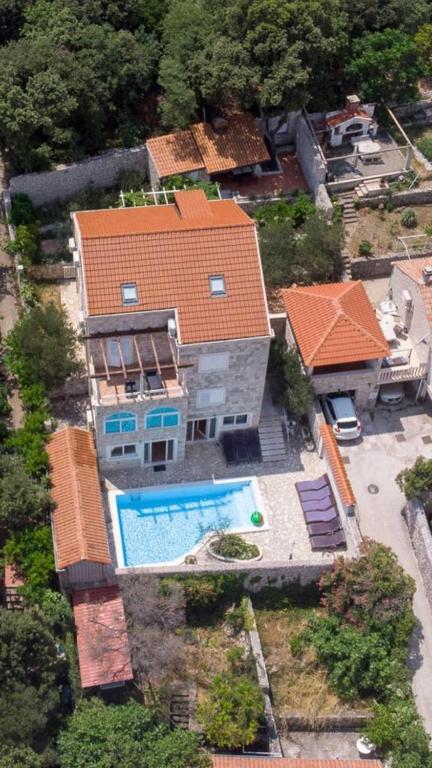 an aerial view of a house with a swimming pool at Villa Imperial View in Zaton
