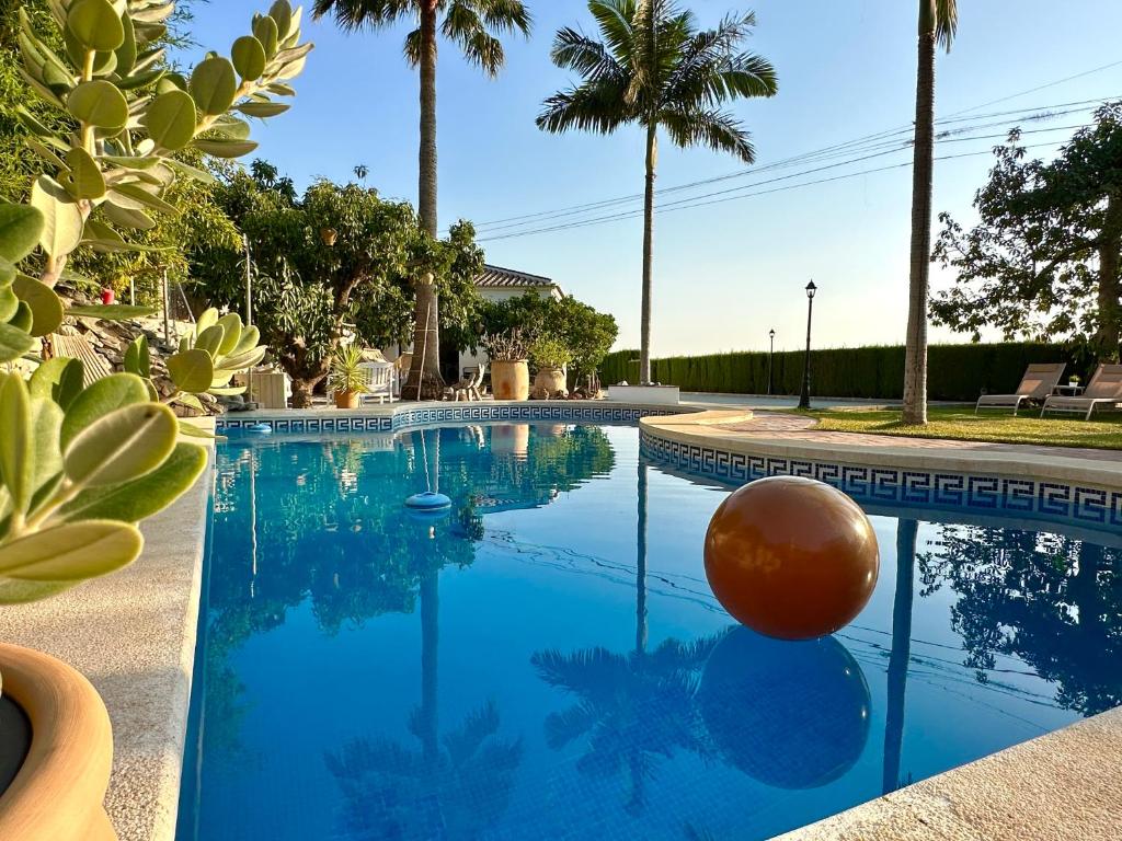 een zwembad met een bal erop bij Bed & Breakfast Casa del Palta in Canillas de Albaida