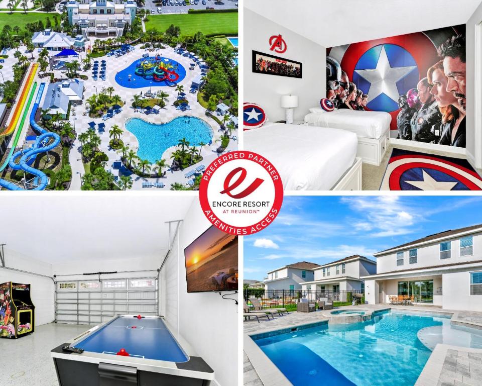 Бассейн в Stylish Home With Private Pool, Themed And Game Room With Waterpark & Resort Access Near Disney At Encore Resorts Reunion - 300Bu или поблизости