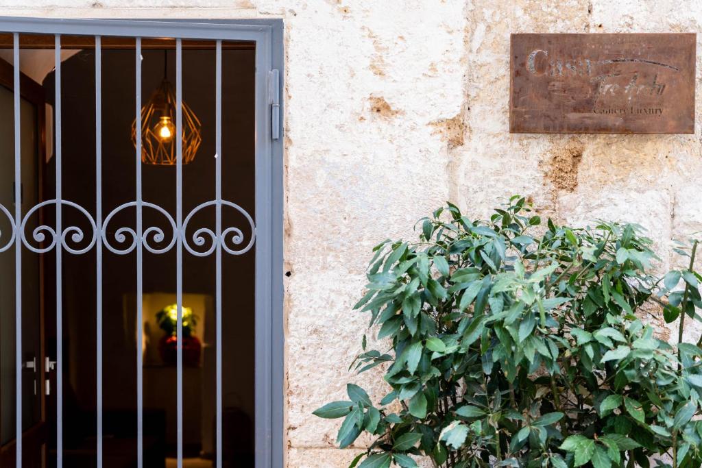 un cane che guarda fuori da una porta di Casa Tre Archi - Malva ad Altamura