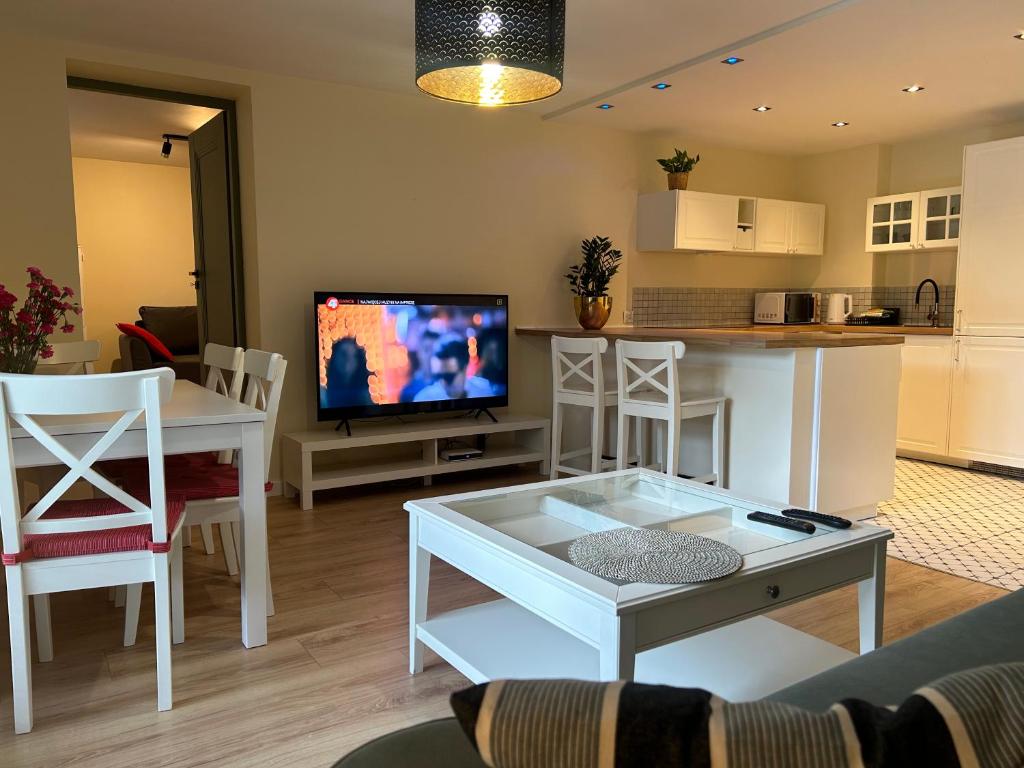 TV a/nebo společenská místnost v ubytování Apartamenty Stokrotka