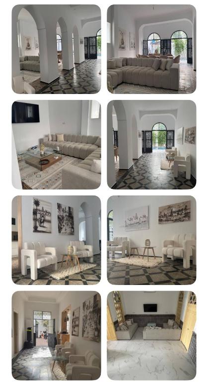a collage of four pictures of a living room at Marshall property in Tangier