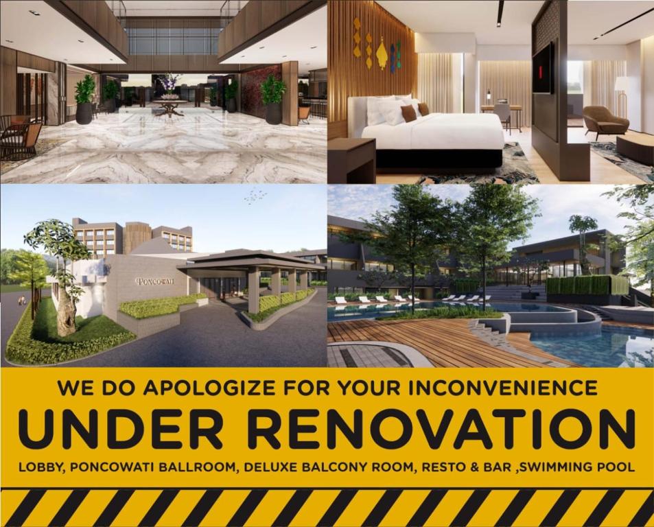 a collage of pictures of a hotel with a flyer at Patra Semarang Hotel & Convention in Semarang