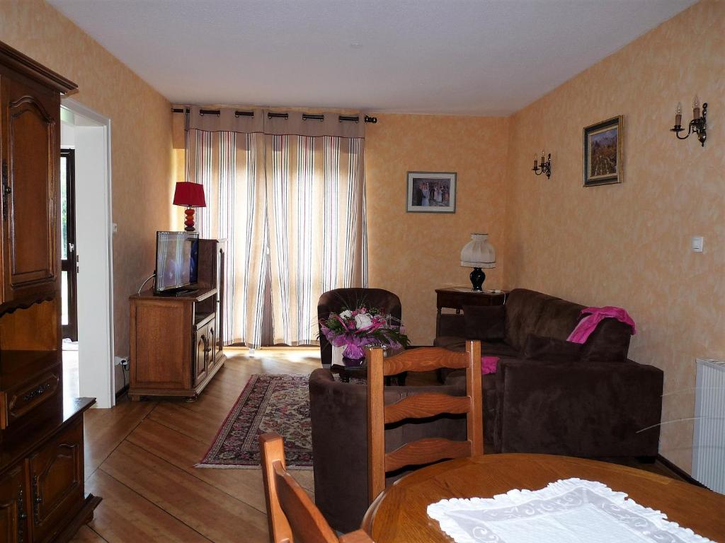 TV a/nebo společenská místnost v ubytování Hôtel Le Riquewihr