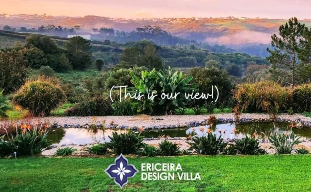 a sign that says take us our week in a garden at NEW- Ericeira Design Villa- 10 min from Beach, pool and great view in Ericeira