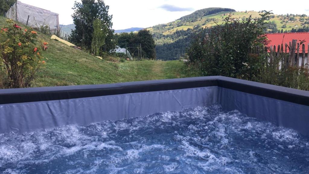 een hot tub met water in de achtertuin bij Grande maison à à Bresse avec jacuzzi cheminée et jardin Idéal pour les familles et amis in La Bresse