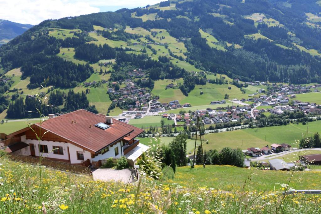 ヒパッハにあるDieAussicht - Refugium am Bergの村の丘の上の家