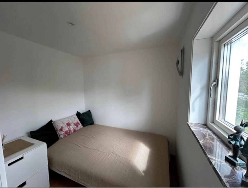 una piccola camera da letto con un letto e una finestra di Comfortable private guesthouse 