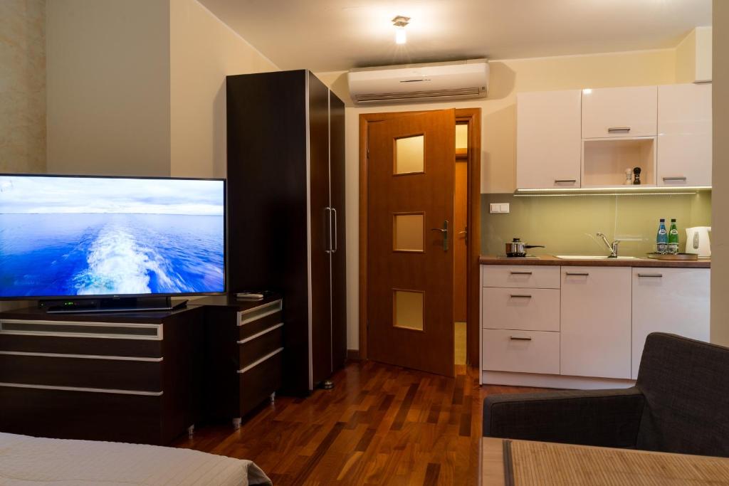 Kuchyň nebo kuchyňský kout v ubytování Sopocki Dwór Apartments
