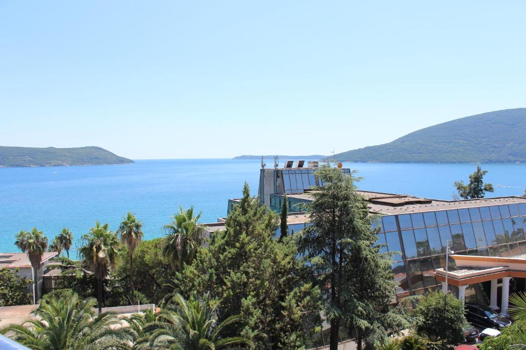 a view of the ocean from a resort at Swiss Residence Montenegro in Herceg-Novi