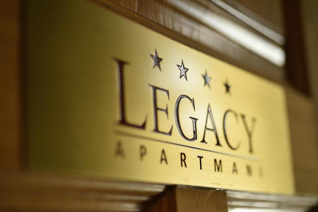 a sign for at Apartments Legacy in Belgrade