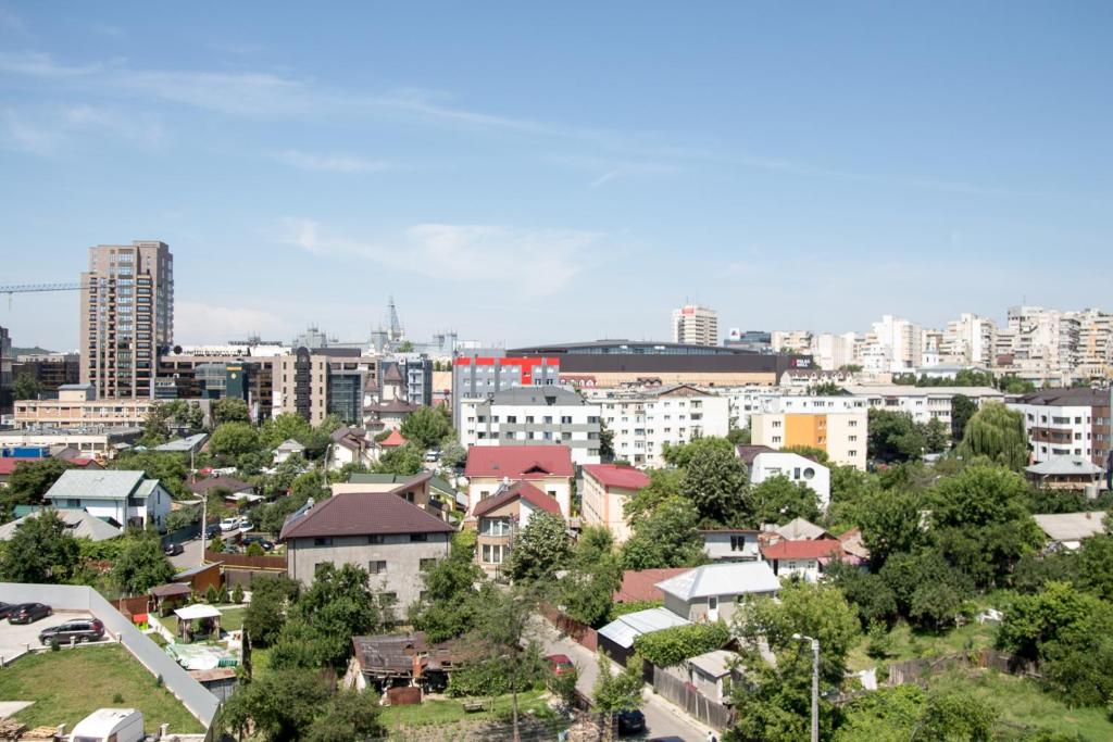 miasto z wysokimi budynkami w obiekcie Center Apartments w Jassach