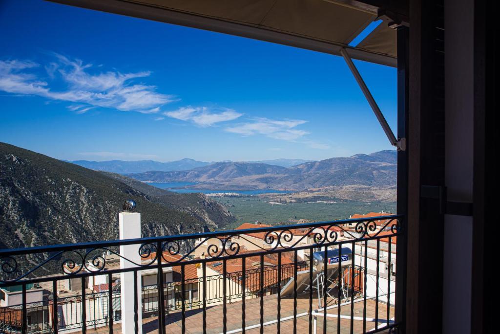 a view of the mountains from a balcony at Delphi View - 3 Bedrooms apartment, fully equipped in Delphi