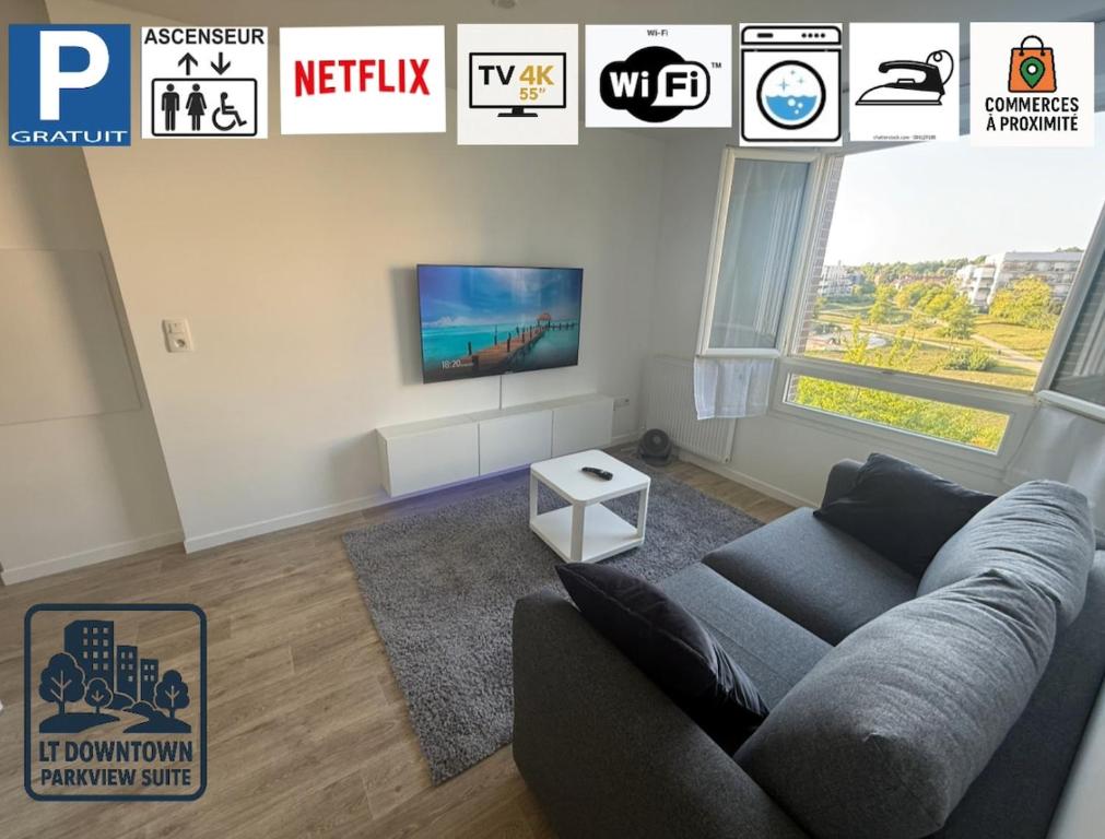 Χώρος καθιστικού στο Appartement deux pièces refait à neuf parking et wifi