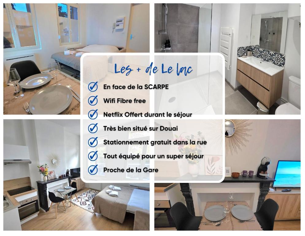 Kuchyň nebo kuchyňský kout v ubytování Studio le Lac - Netflix Wifi Parking Gare - Douai