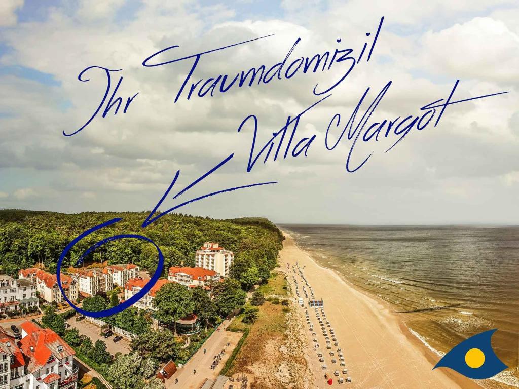 a picture of a beach with the words transplantromycinjitjitillaillailla at Villa Margot Whg 30 in Bansin
