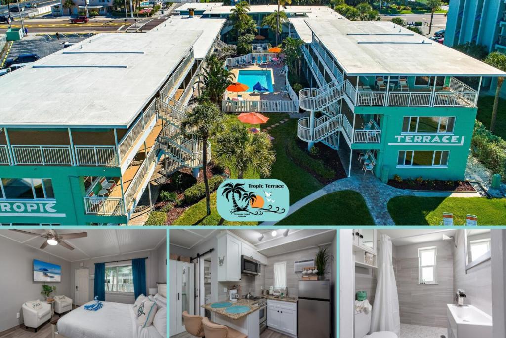 un collage di due foto di una casa di Tropic Terrace Suite #9 - Beachfront Resort a St Pete Beach