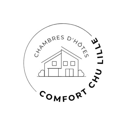 a drawing of a house in a circle with the words mortgage photography and comfort group at Comfort CHU Lille in Lille