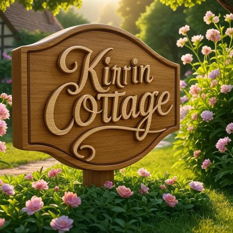 a sign that says kiruna cottage in a garden at Kirrin Cottage in Benoni in Benoni