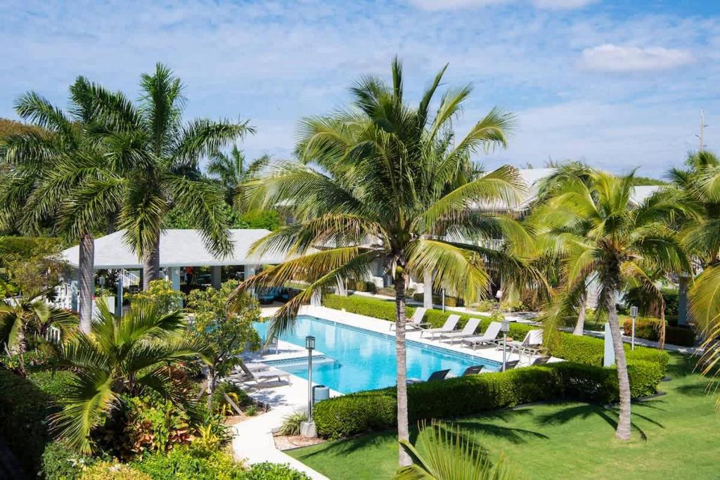 a resort with a swimming pool and palm trees at Summertime Suites #53 in West Bay