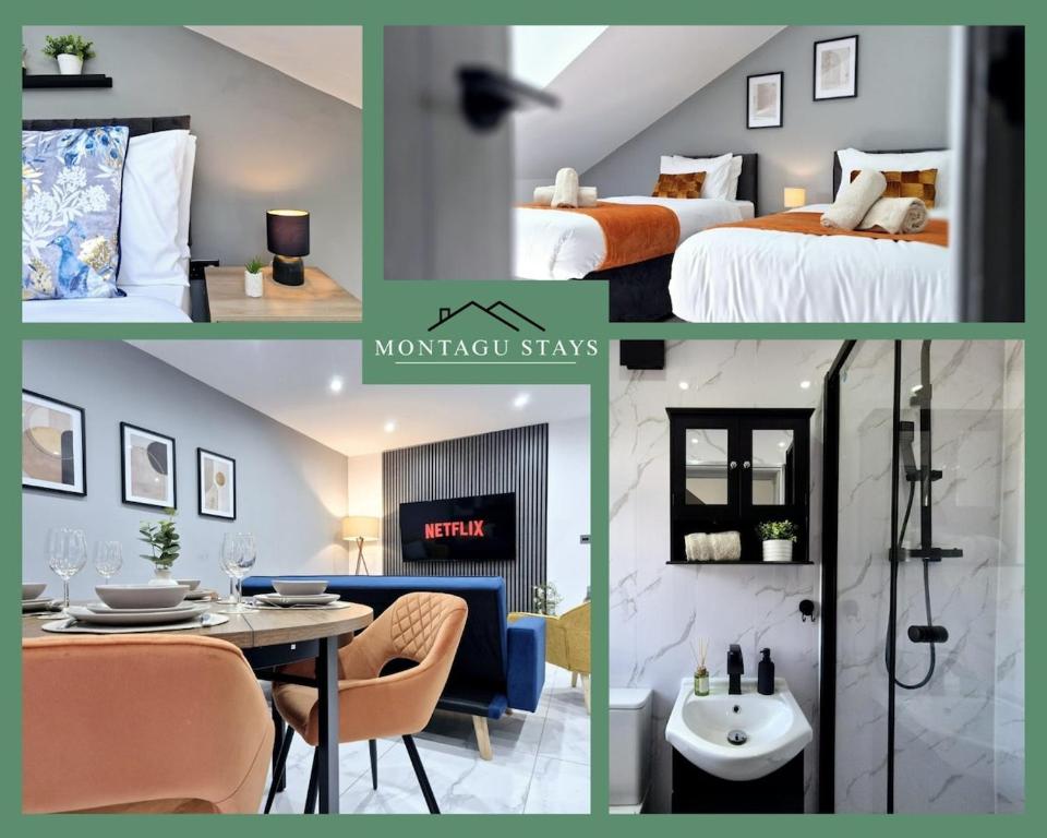 Ένα ή περισσότερα κρεβάτια σε δωμάτιο στο Modern 4BR, Long Stays, Garden Parking