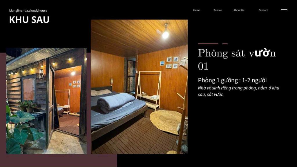 a picture of a bedroom with a bed in a room at Nhà Ngoại Ô in Ấp Man Ling