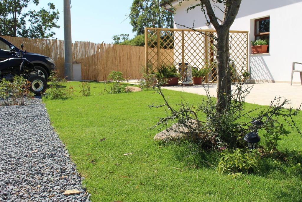un patio con un árbol y una valla en Dimora Sogni di campagna, en Teulada