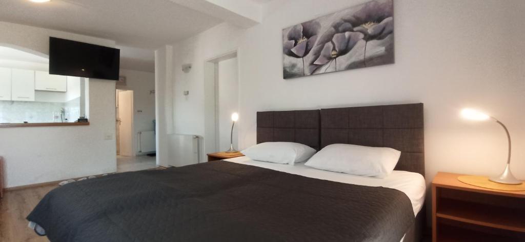 Postel nebo postele na pokoji v ubytování Studio apartmani OK Lipik