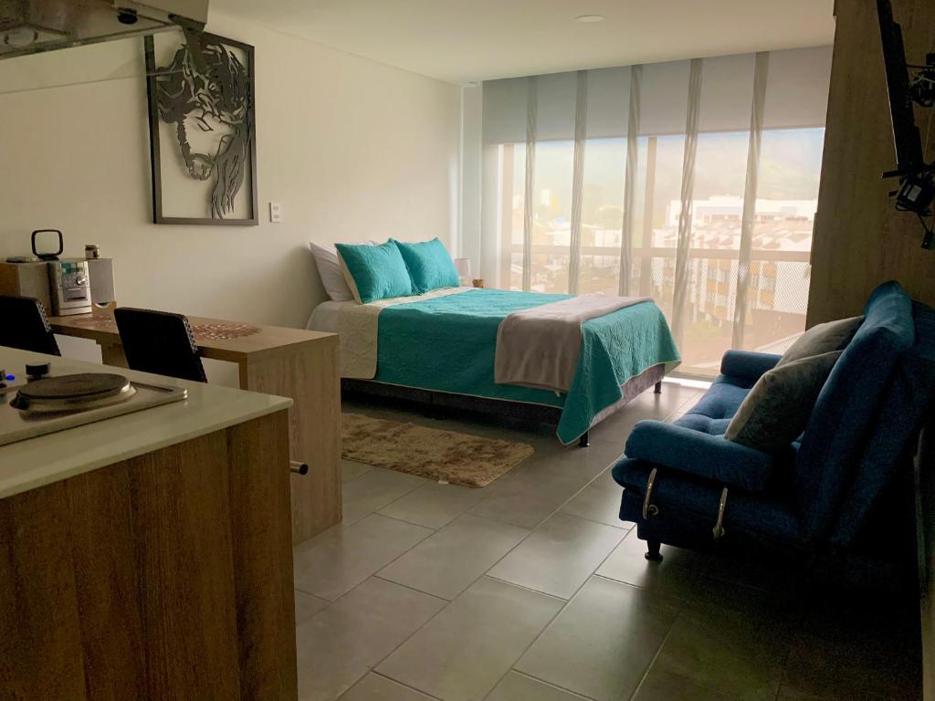 Postel nebo postele na pokoji v ubytování Estocolmo magnífico aparta estudio 307