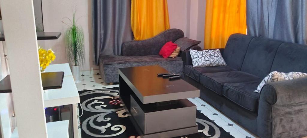 a living room with a couch and a coffee table at Flex Zone in Nairobi