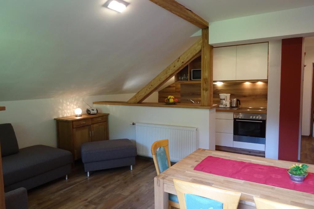 Kuchyň nebo kuchyňský kout v ubytování Pension Appartements Reithof