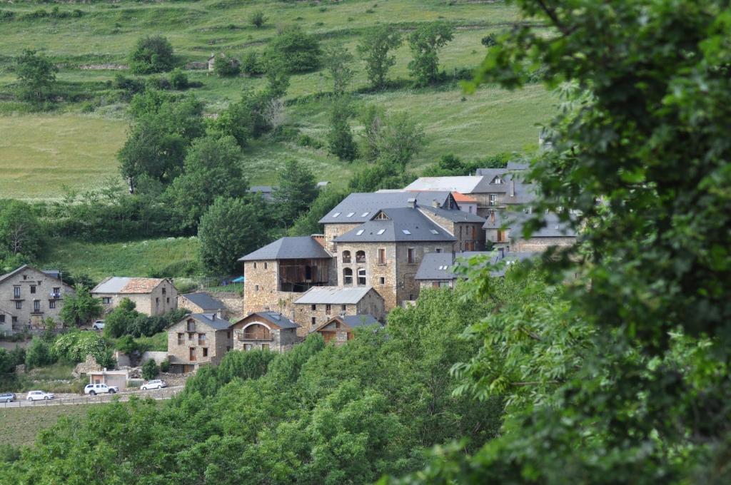 a group of houses on a hill in a field at Ca Don Rafel in Castanesa