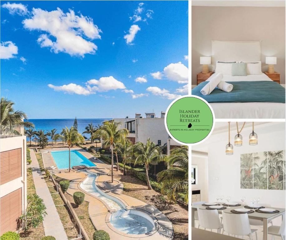 a collage of images of a hotel and a resort at Skyline Azur - Luxueux Penthouse Front de Mer in Flic-en-Flac