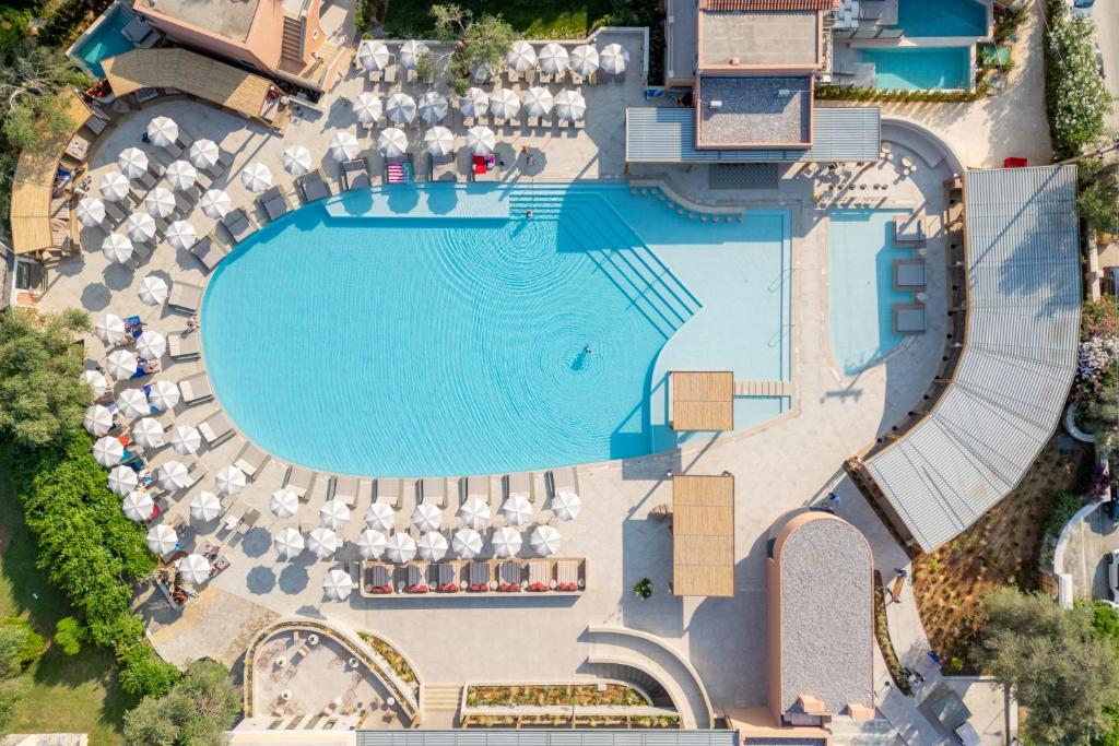 an overhead view of a swimming pool at a resort at SENTIDO Apollo Palace in Mesongi