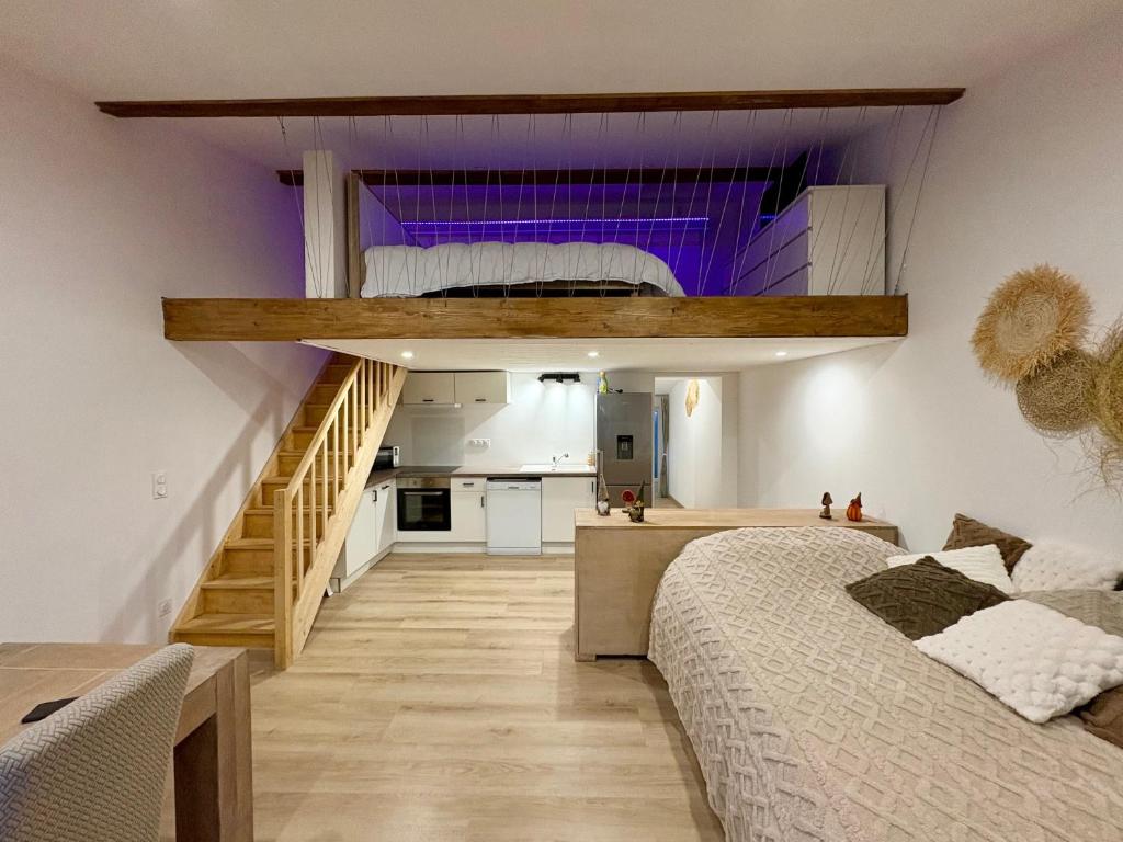 CHARMANT T2 de 45 M2 EQUIPE D'UNE CHAMBRE EN MEZZANINE ET D'UN VRAI LIT ...