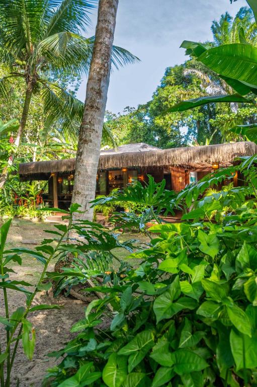 a resort with a palm tree and a building at Bahia Soul - Casa Mutá - Barra Grande - Península de Maraú in Barra Grande