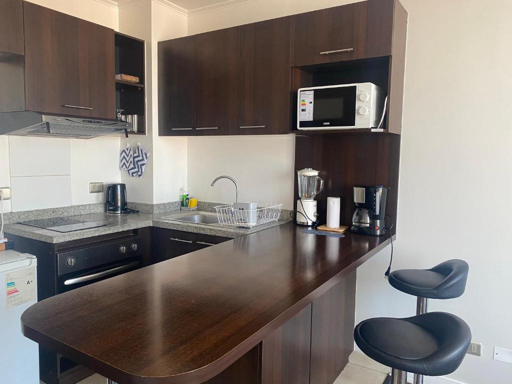 Kuchyň nebo kuchyňský kout v ubytování Departamento en Santiago, ubicación privilegiada, WiFi