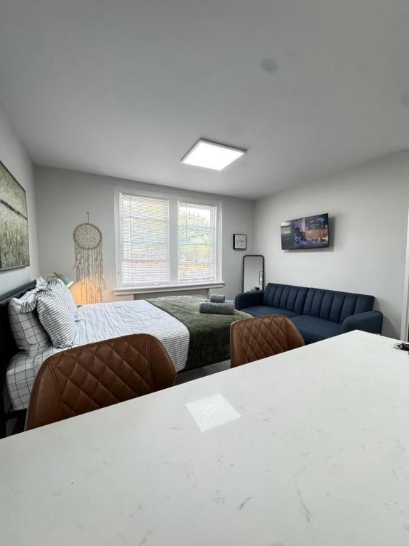 a living room with a bed and a couch at Yale Casa Baya in New Haven