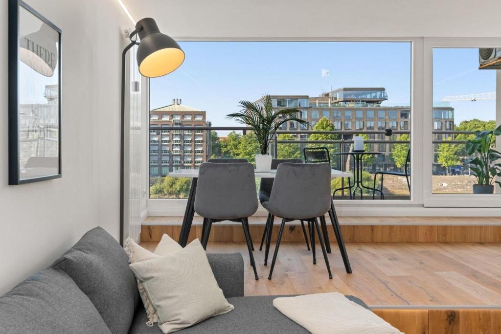 Χώρος καθιστικού στο Exklusive-Wohnung-mit-Weserblick-und-Tiefgarage