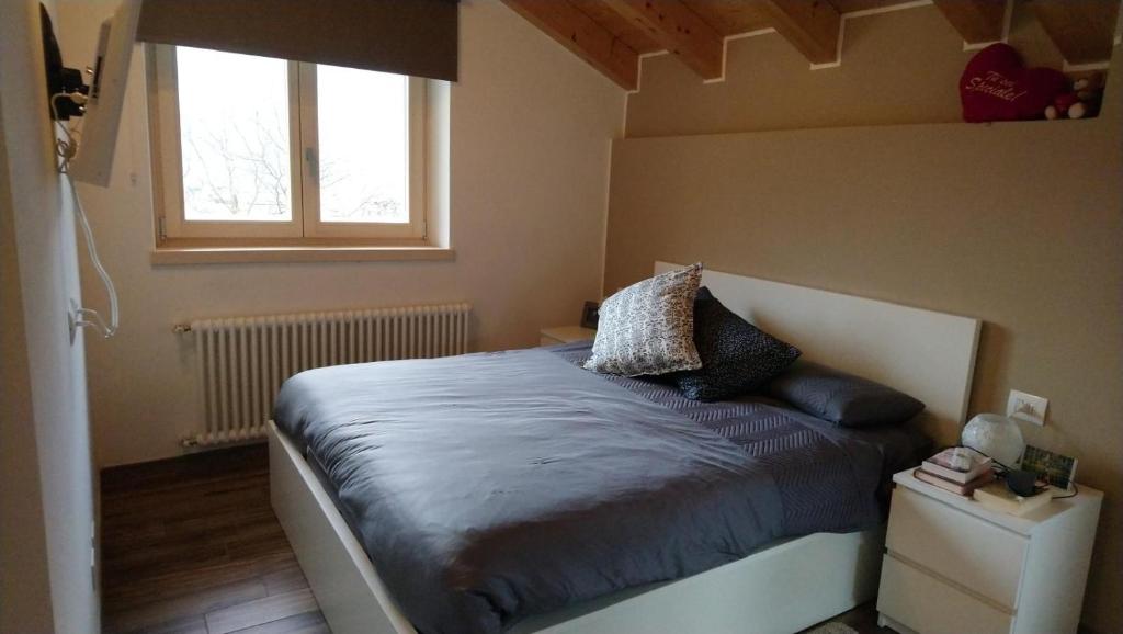 a bedroom with a bed and a window at Casa Ronch in Strembo
