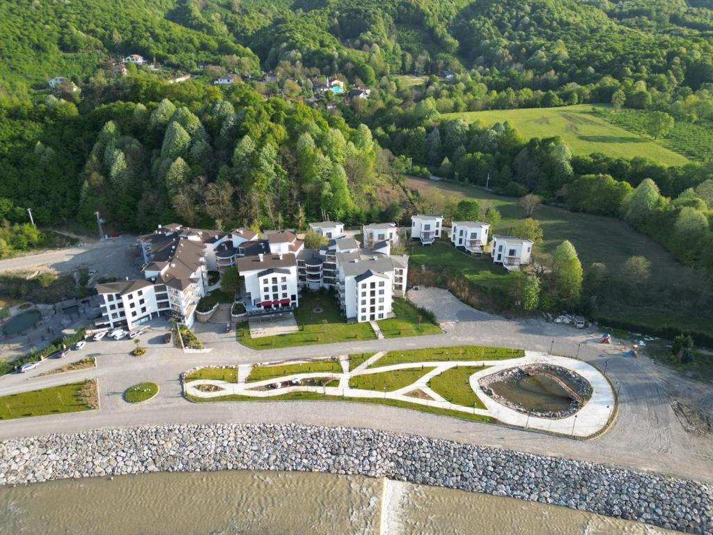 an aerial view of a house with a park at Düzce Derdin Termal Resort & Spa in Duzce